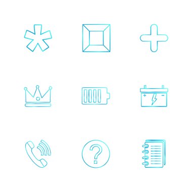 beyaz zemin üzerine minimalist düz vektör app simge kümesi