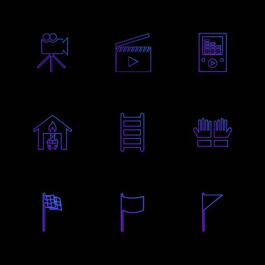 minimalist düz vektör app simgeler siyah arka plan üzerine 