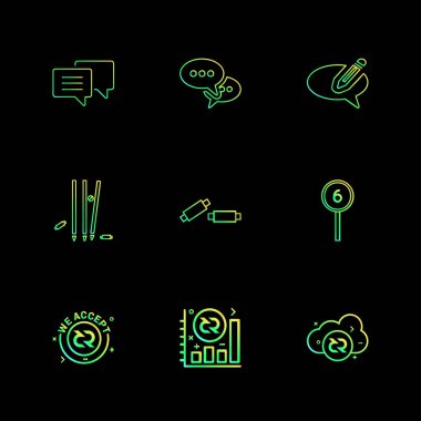 farklı minimalist düz vektör app simgeler siyah arka plan üzerine