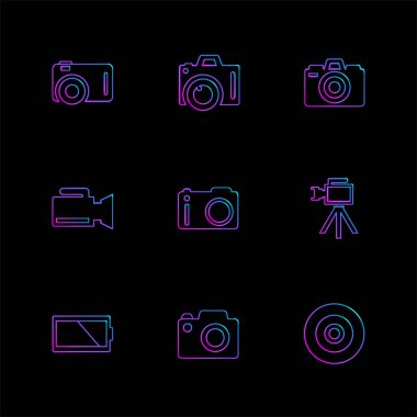 farklı minimalist düz vektör app simgeler siyah arka plan üzerine