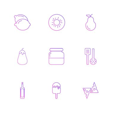Beyaz arka plan üzerinde farklı minimalist düz vektör app simgeleri