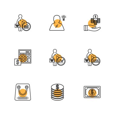 iş ve finans kavramı, yaratıcı farklı Internet düz vektör app simgeleri 