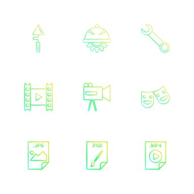 Beyaz arka plan üzerinde renkli minimalist düz vektör app simgeleri