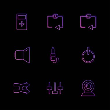 minimalist düz vektör app simgeler siyah arka plan üzerine