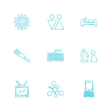 Beyaz arka plan üzerinde farklı minimalist düz vektör app simgeleri