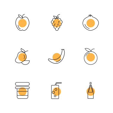 Beyaz arka plan üzerinde farklı minimalist düz vektör app simgeleri