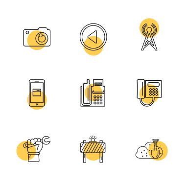 beyaz zemin üzerine minimalist düz vektör app simge kümesi