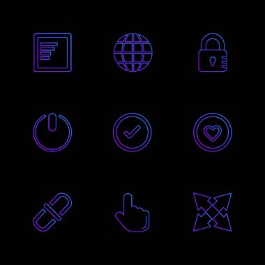 farklı minimalist düz vektör app simgeler siyah arka plan üzerine