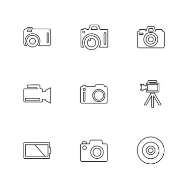 Beyaz arka plan üzerinde farklı minimalist düz vektör app simgeleri