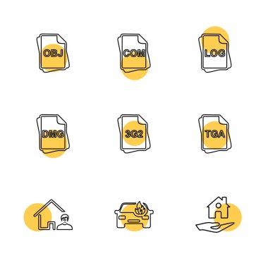 Beyaz arka plan üzerinde renkli daireler ile minimalist düz vektör app simgeleri