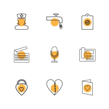 Beyaz arka plan üzerinde renkli daireler ile minimalist düz vektör app simgeleri