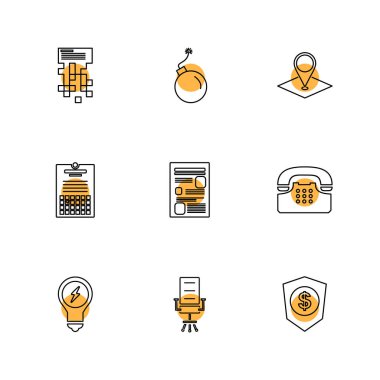 Beyaz arka plan üzerinde farklı minimalist düz vektör app simgeleri