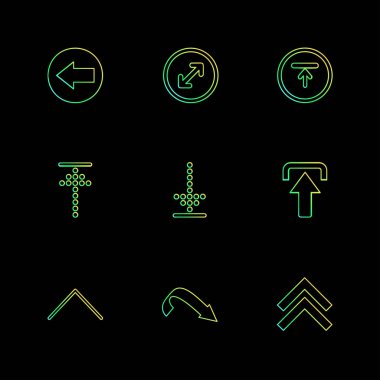 siyah arka plan ve basit düz app simgeler, vektör çizim set