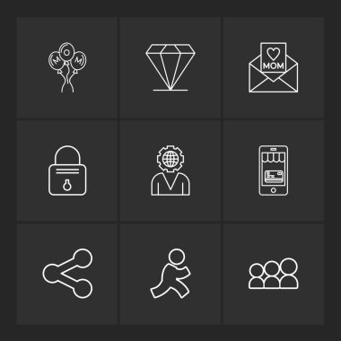 Farklı minimalist düz vektör app simgeleri