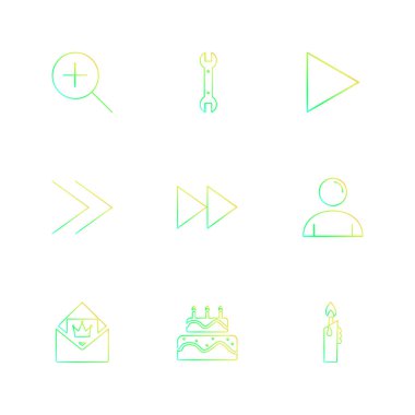 Beyaz arka plan üzerinde farklı minimalist düz vektör app simgeleri