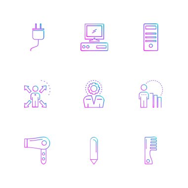 Beyaz arka plan üzerinde farklı minimalist düz vektör app simgeleri