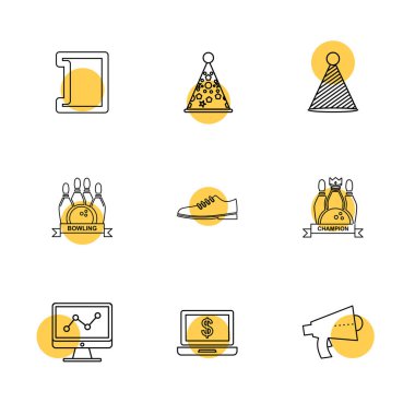 rozetleri simgeler, rasgele koleksiyonu ayarla basit düz app simgeleri ve logotypes, vektör çizim