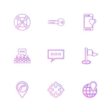 Beyaz arka plan üzerinde farklı minimalist düz vektör app simgeleri