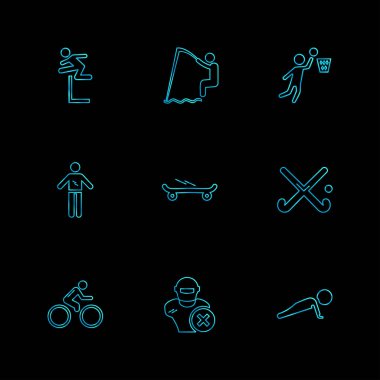 farklı minimalist düz vektör app simgeler siyah arka plan üzerine