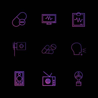 farklı minimalist düz vektör app simgeler siyah arka plan üzerine