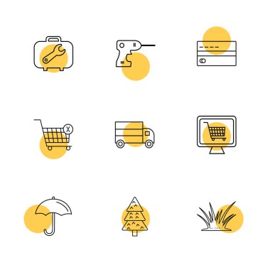 beyaz zemin üzerine minimalist düz vektör app simge kümesi