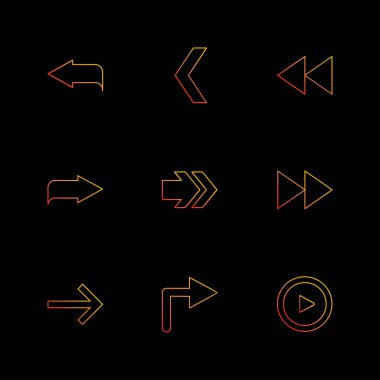 siyah arka plan üzerine minimalist düz vektör app simge kümesi