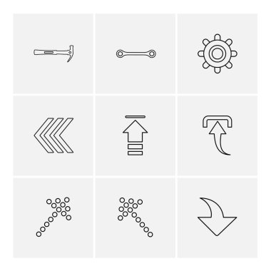 Beyaz arka plan üzerinde farklı minimalist düz vektör app simgeleri