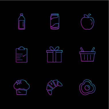 farklı minimalist düz vektör app simgeler siyah arka plan üzerine