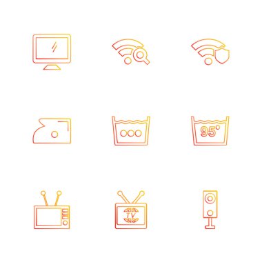 Beyaz arka plan üzerinde farklı minimalist düz vektör app simgeleri