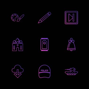 minimalist düz vektör app simgeler siyah arka plan üzerine 