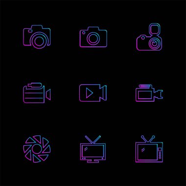 farklı minimalist düz vektör app simgeler siyah arka plan üzerine