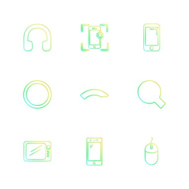 Beyaz arka plan üzerinde farklı minimalist düz vektör app simgeleri