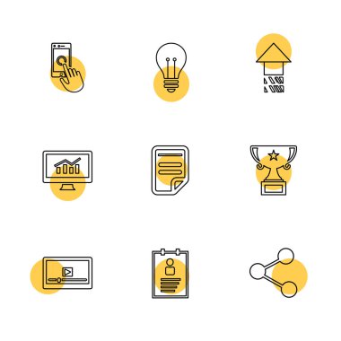 Beyaz arka plan üzerinde farklı minimalist düz vektör app simgeleri