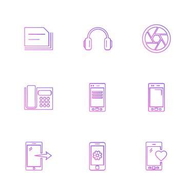 minimalist düz vektör app simgeleri beyaz arka plan üzerinde