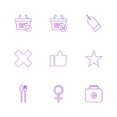 beyaz zemin üzerine minimalist düz vektör app simge kümesi