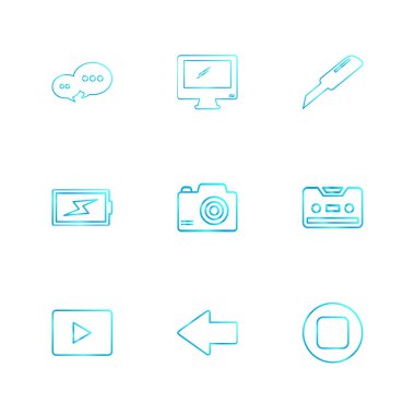 Beyaz arka plan üzerinde farklı minimalist düz vektör app simgeleri