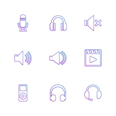 Beyaz arka plan üzerinde farklı minimalist düz vektör app simgeleri