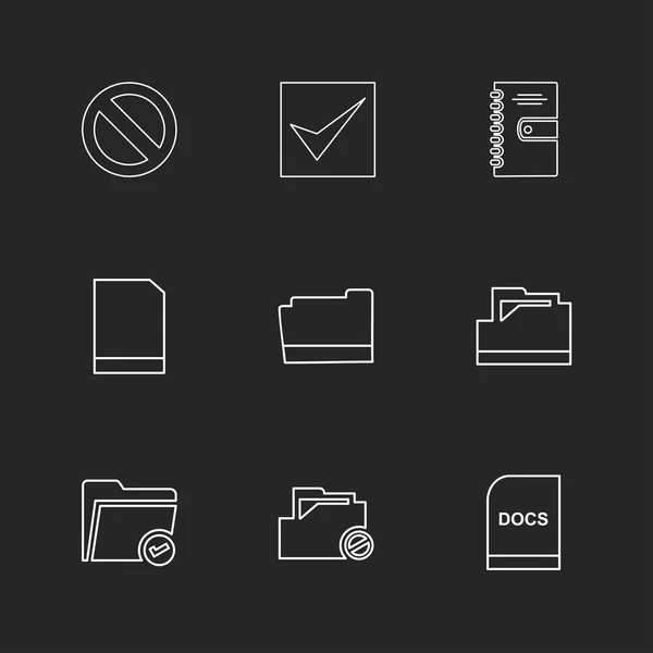 Diferentes Iconos Aplicación Vector Plano Minimalista Sobre Fondo Negro — Vector de stock