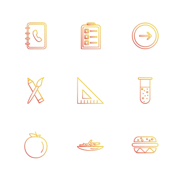 Verschillende Minimalistische Platte Vector App Pictogrammen Witte Achtergrond — Stockvector