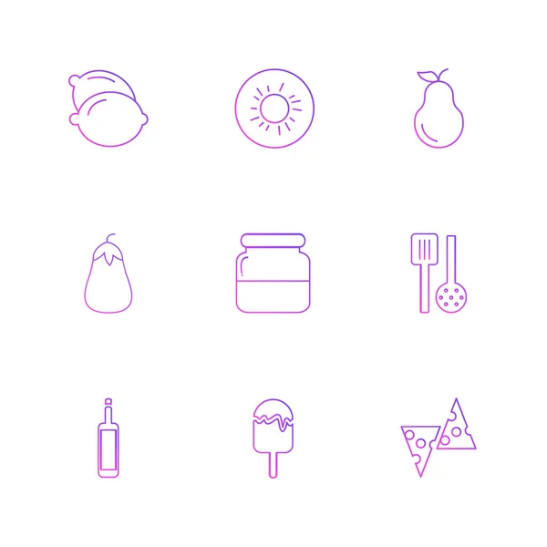 Verschillende Minimalistische Platte Vector App Pictogrammen Witte Achtergrond — Stockvector