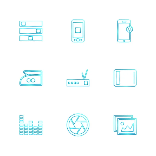 Different Minimalistic Flat Vector App Icons — Stock Vector
