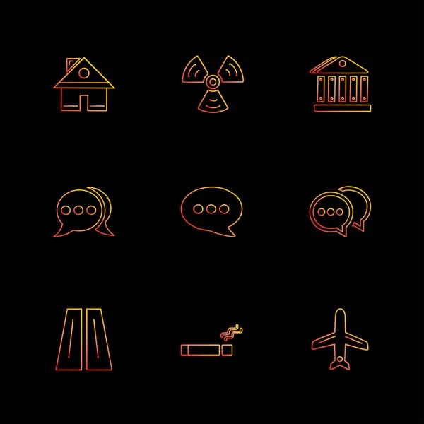 Différentes Icônes Application Vectorielle Plate Minimaliste Sur Fond Noir — Image vectorielle