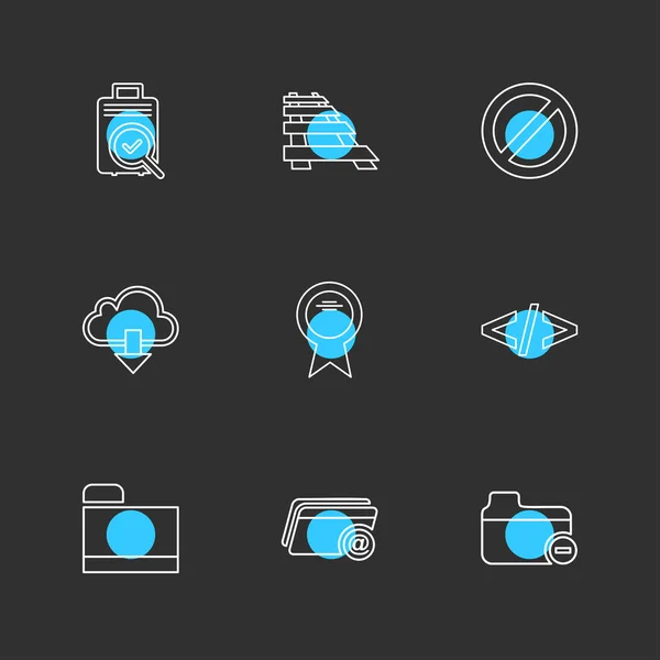 Verschillende Minimalistische Platte Vector App Pictogrammen — Stockvector