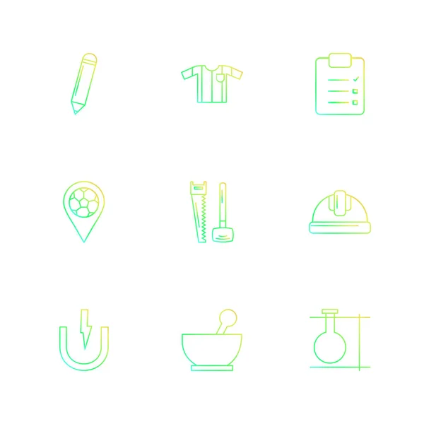 Verschillende Minimalistische Platte Vector App Pictogrammen Witte Achtergrond — Stockvector