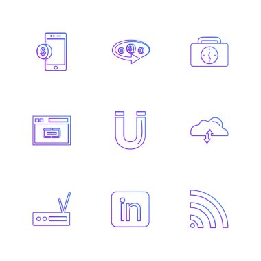 Farklı minimalist düz vektör app simgeleri