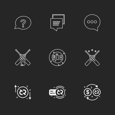 farklı minimalist düz vektör app simgeler siyah arka plan üzerine