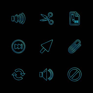 minimalist düz vektör app simgeler siyah arka plan üzerine