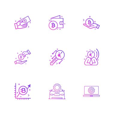 Beyaz arka plan üzerinde renkli minimalist düz vektör app simgeleri