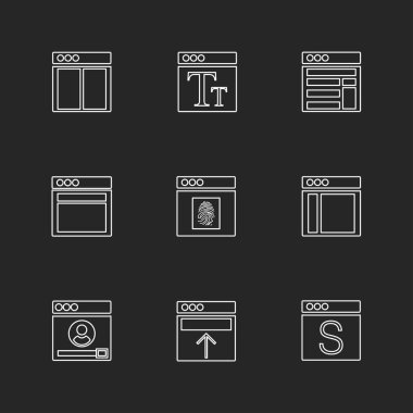 farklı minimalist düz vektör app simgeler siyah arka plan üzerine