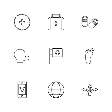 Beyaz arka plan üzerinde farklı minimalist düz vektör app simgeleri